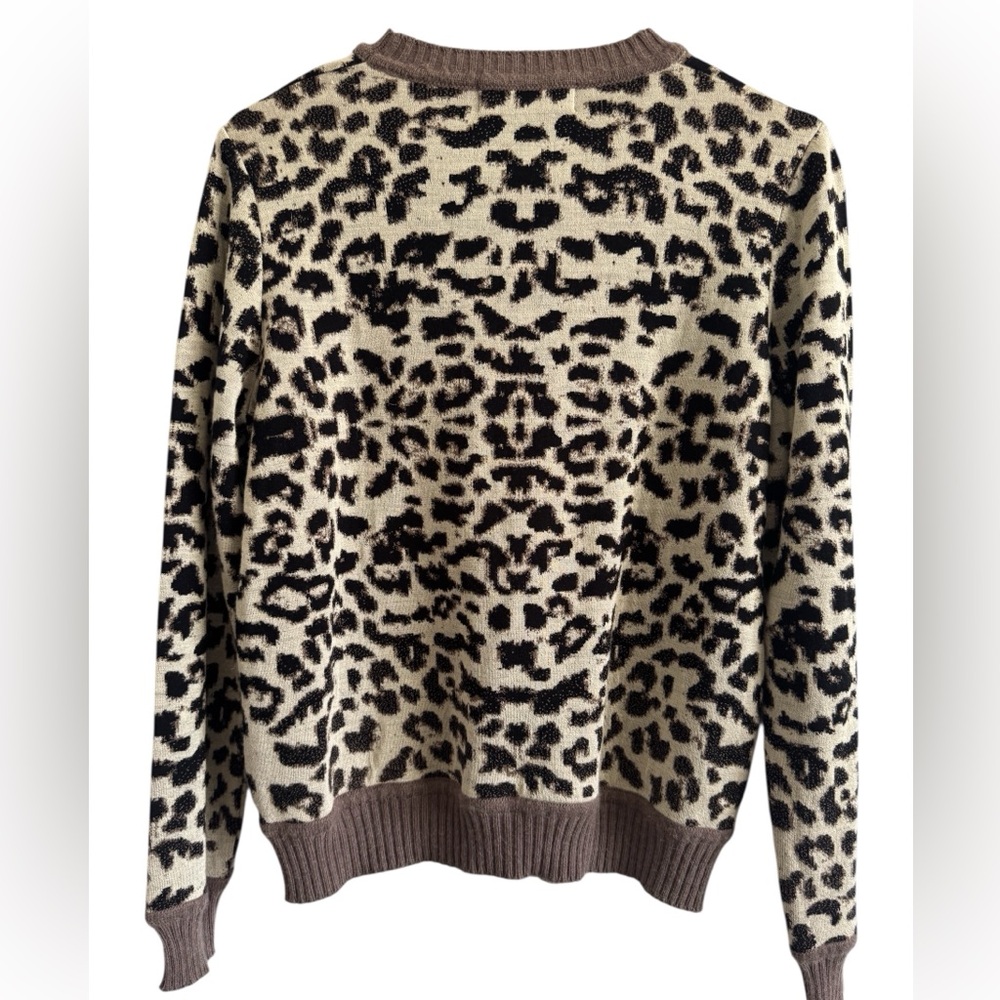 ALDOMARTINS x ANTHROPOLOGIE Safa Leopard Gray Black Sweater Size Medium - Picture 5 of 12